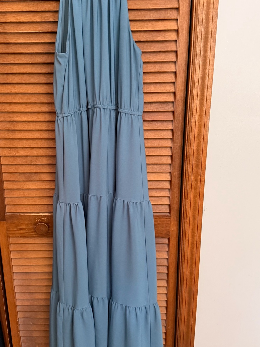 LOFT Sleeveless Tiered Maxi Dress in Dusty Blue